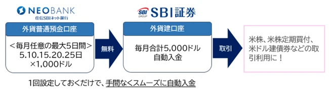 SBI証券×住信SBIネット銀行の「米ドル定期自動入金」サービス