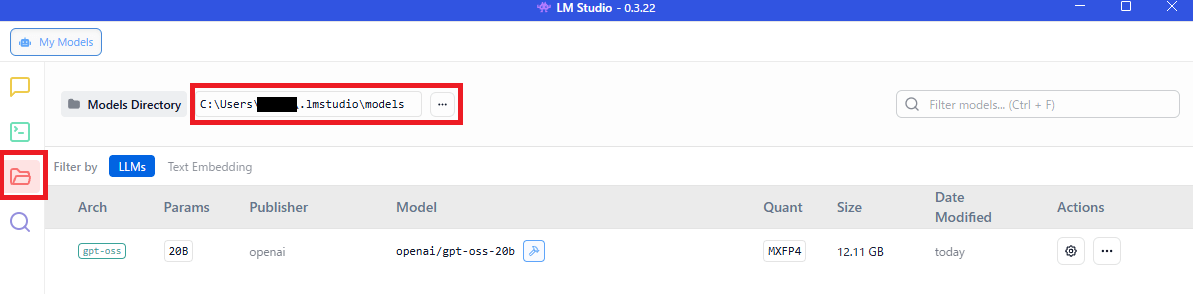 LM Studioのモデルのダウンロードフォルダ変更方法